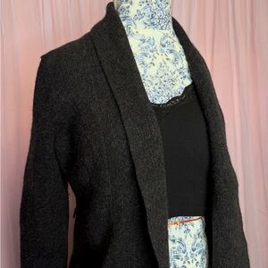 Elegant Charcoal Marino Wool Cardigan Classic Soft Luxury Marisa Christina